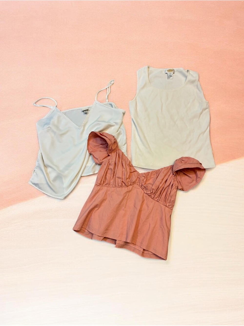 Versona White & Dusty Rose Women’s Camisole & Puff Sleeve Top Set